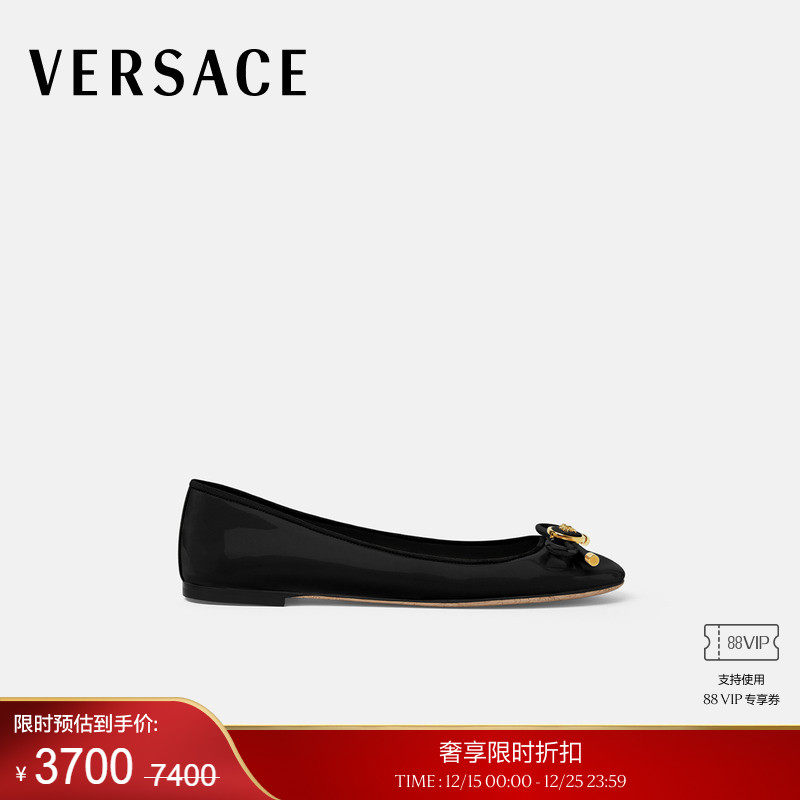 【季末优惠】VERSACE/范思哲 女士Opera蝴蝶结漆皮芭蕾舞鞋