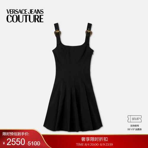 【季末优惠】VERSACE JEANS COUTURE 女士喇叭迷你连衣裙