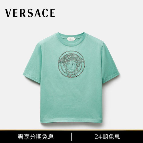 【秋冬新品】VERSACE/范思哲 女士刺绣棉质平纹针织T恤