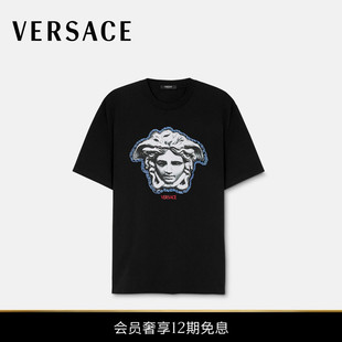 新品 印花棉质平纹针织常规版 VERSACE 男士 T恤 范思哲