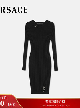 【季末优惠】VERSACE/范思哲 女士Safety Pin罗纹针织迷你连衣裙