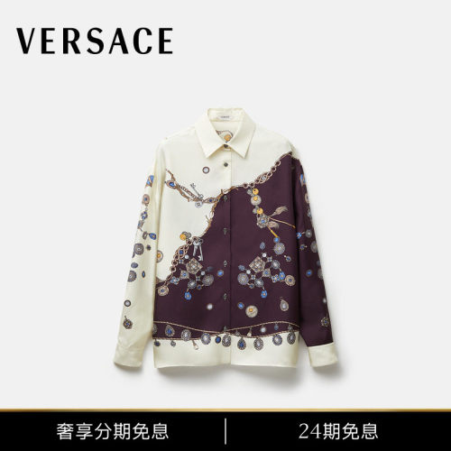 【秋冬新品】VERSACE/范思哲 女士印花真丝斜纹衬衫