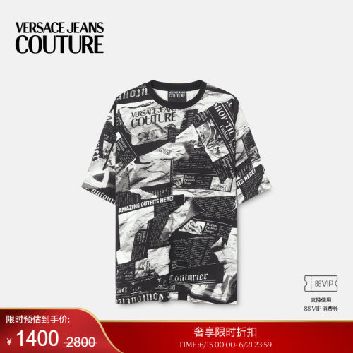 【季末优惠】VERSACE JEANS COUTURE 男士Magazine宽松T恤