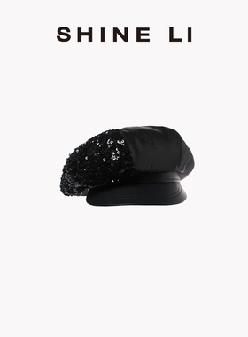 SHINE LI李姗 亮片拼接大报童帽  明星同款