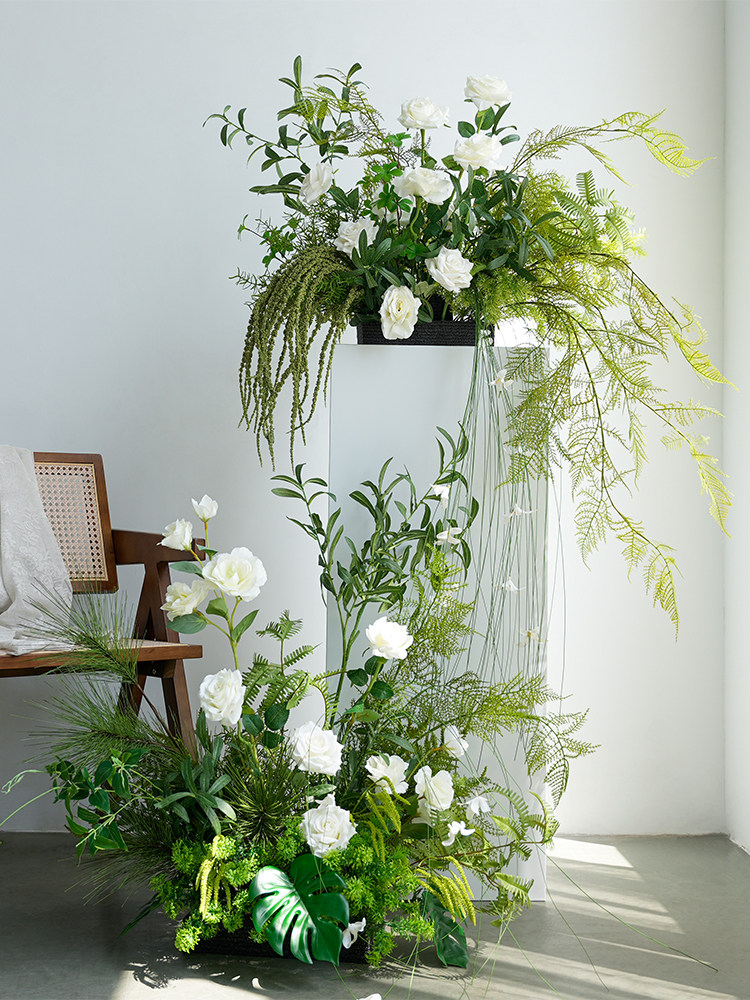 模拟绿色植物造景组合窗室内装饰大型插花饰品彷生假花卉植物饰品