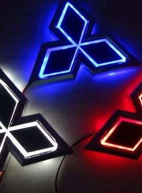 适用于三菱菱帅蓝瑟戈兰5D发光混合动力车标灯LED带灯改装后车标