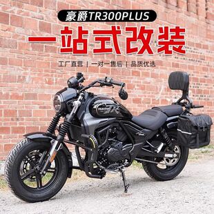 适用豪爵TR300PLUS护杠改装防水边包折叠靠背货架手把镜改装