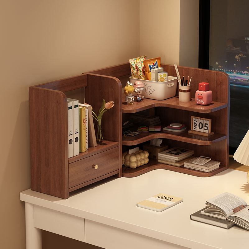 桌面书架转角置物架办公室桌上简易储物柜子小书柜学生书桌收纳架