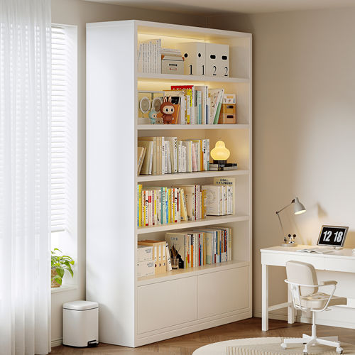 实木书架落地置物架一体靠墙储物柜子学生家用图书馆儿童整墙书柜