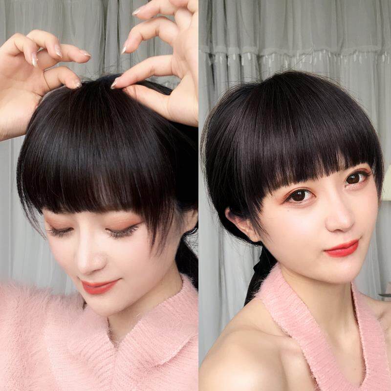 假发女刘海假发片仿真发齐刘海一刀齐上眉上平刘海女中厚假刘海片