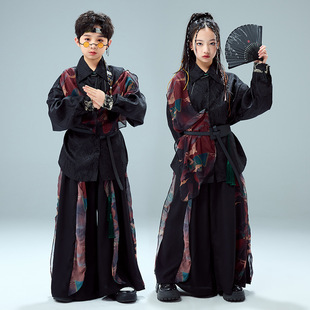 元旦中国风演出服儿童合唱武侠风表演服装武术汉服男童古装街舞女