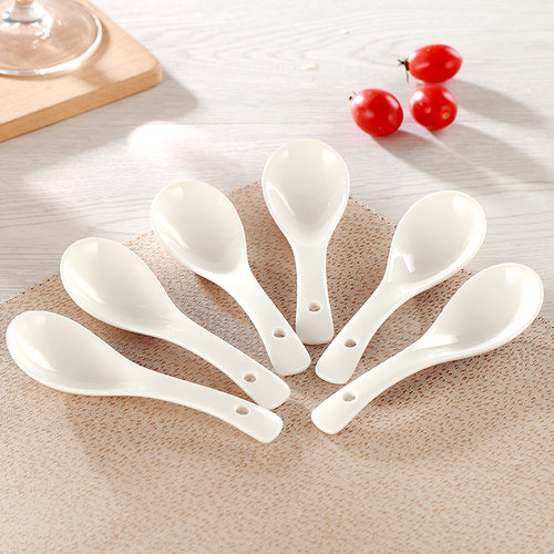 华青格勺子陶瓷调羹家用酒店饭店喝汤小勺简约餐具大号盛汤勺商用