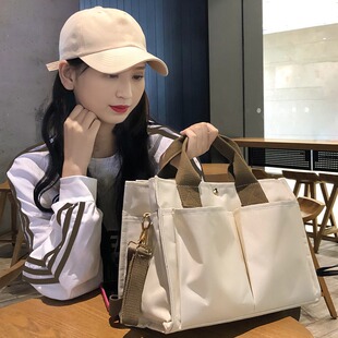 ins多隔层妈咪包托特包外出可挂婴儿车防水母婴包斜跨帆布包手提