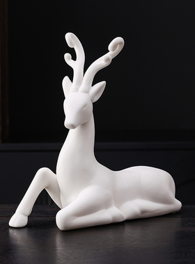 陶瓷创意小鹿摆件招财鹿家居装饰品景观造景盆栽梅花鹿工艺品摆设