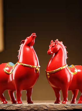 中式唐马陶瓷摆件送礼工艺品马到成功办公室桌面客厅书房装饰