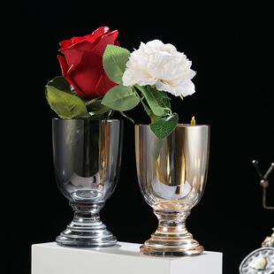 现货厂家质感水晶脚杯创意简约水晶玻璃花瓶人造k9水晶酒杯