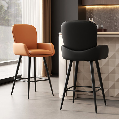 现代简约吧台椅实铁艺旋转高脚椅