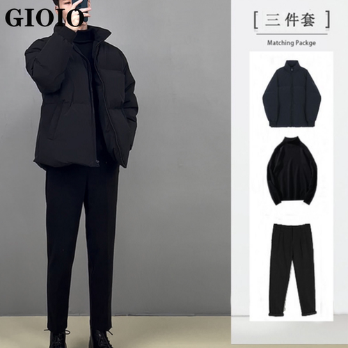 高级感棉服套装男士冬季2025年