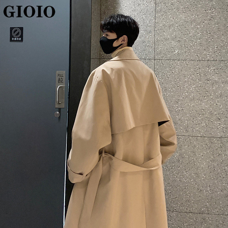 高级感韩系中长款卡其色风衣外套男款秋冬季新款潮牌休闲过膝大衣,男装,风衣,淘宝优惠券,粉丝福利购,淘宝优惠卷