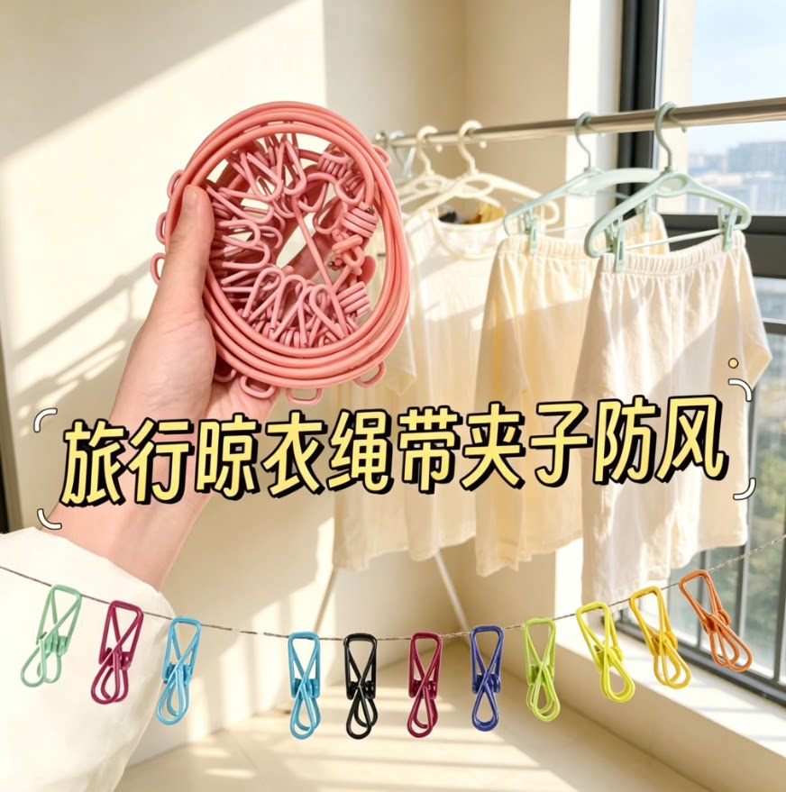 户外旅行晾衣绳便携酒店出差图片