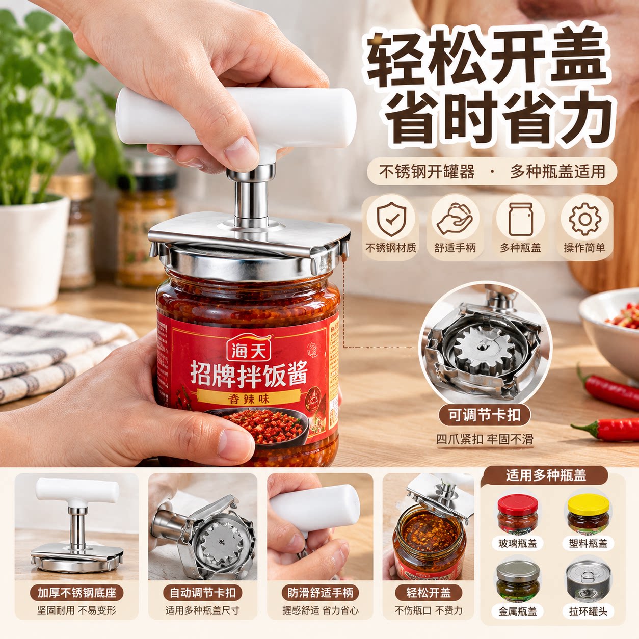 多功能不锈钢开盖器家用省力