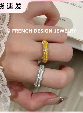 法式布契风手工拉丝指环 S925纯银 拉丝锆石戒指高级感小众设计款