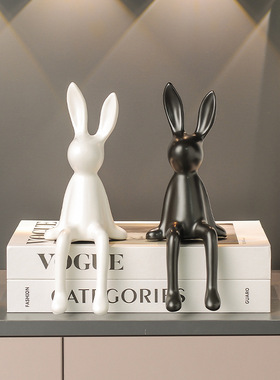 爆品治愈系兔子陶瓷摆件可爱家居客厅电视柜玄关装饰酒柜工艺品小