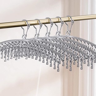 爆品不锈钢夹子晒袜子衣架挂衣家用晾衣架多夹子防风防锈袜子晾晒