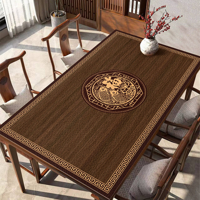 爆品防水防油免洗新中式国风餐桌垫茶几垫桌布隔热防烫古典桌面保