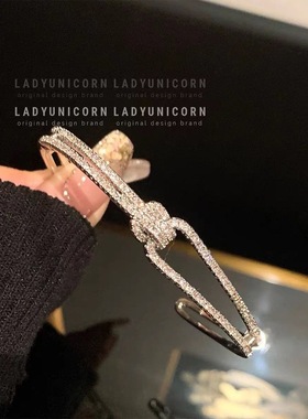 爆品高定贵妇双层打结手镯女轻奢微镶锆石开口可调节气质重工高级