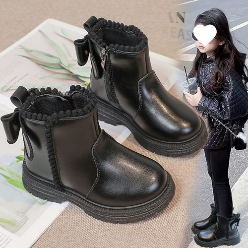 爆品童鞋2024炸街女童小香风短靴子儿童公主鞋秋冬洋气百搭加绒马