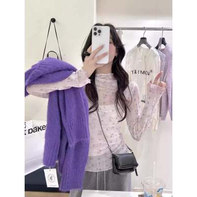 绝美碎花打底衫内搭性感小衫上衣