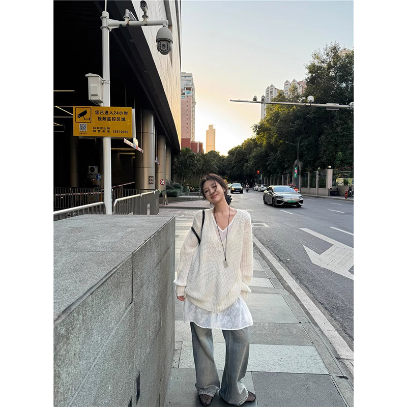 韩系气质两件套女装纯欲性感蕾丝钩花内搭慵懒宽松杏色针织衫毛衣,女装/女士精品,背心吊带,淘宝优惠券,粉丝福利购,淘宝优惠卷