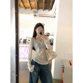 内搭上衣打底衫 贩卖温柔 波点网纱弹力长袖