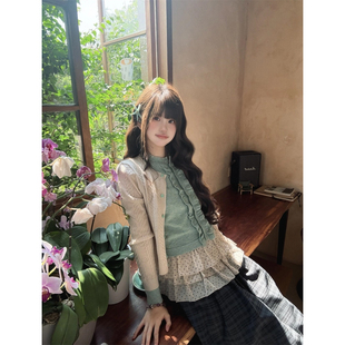 韩系波点吊带背心女秋冬2025新款叠穿下摆荷叶边罩裙百搭气质上衣