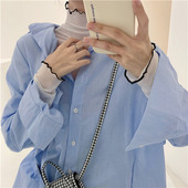 高领内搭长袖 蕾丝打底衫 女春薄款 修身 网纱上衣新款 白色木耳边T恤