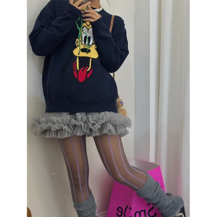 2024秋冬新款 韩系芭蕾风减龄灰色重工纱质蓬蓬公主短裙女