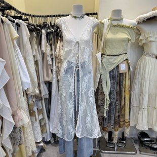 长裙叠穿神器早秋新款 蕾丝连衣裙马甲式 女 明星同款