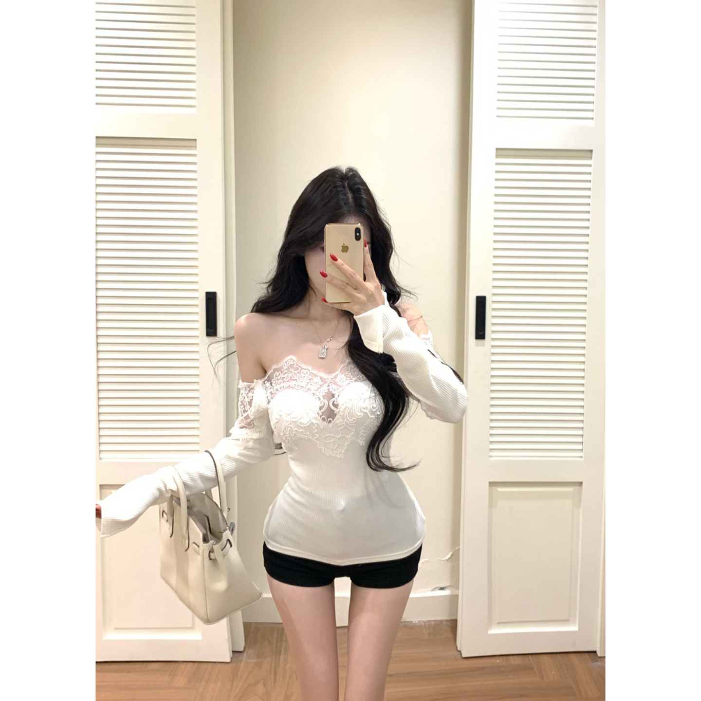 蕾丝打底设计感拼接长袖外穿内搭