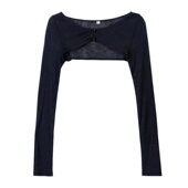 透气小众防晒开衫 辣妹夏季 女截断式 罩衫 坎肩 黑色披肩纯欲风超短款