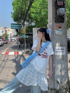 白色蕾丝半身裙女春秋裙子半裙日系叠穿罩裙围裙纱裙遮臀屁帘短裙