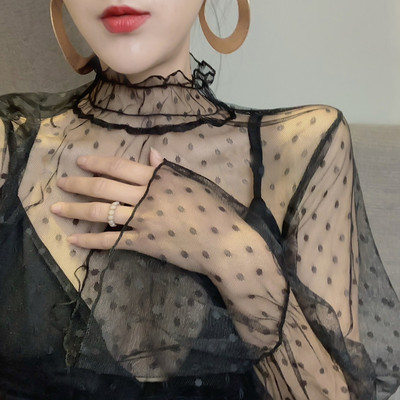 雪纺衫早秋新款内搭打底花边