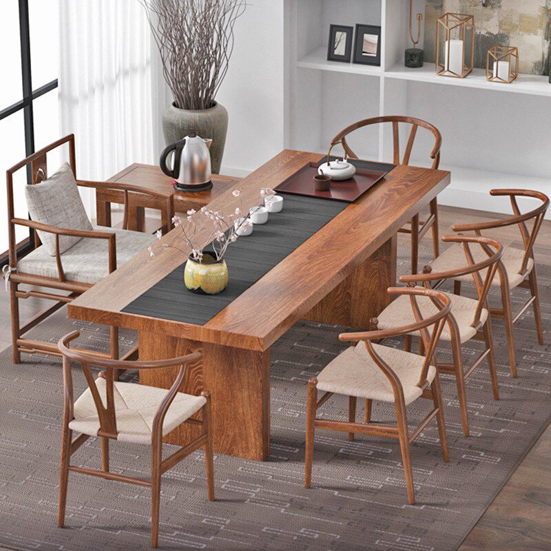 新中式客厅实木茶桌茶室禅意大板桌家具办公室会客接待功夫泡茶.