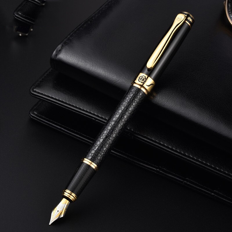HERO/英雄HERO英雄钢笔88贵族门系列黑色皮纹工艺金属杆铱金笔墨水笔男士商务礼品礼盒送礼免费刻字