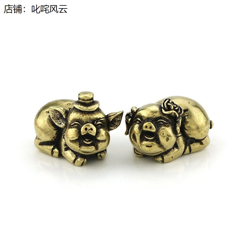 黄铜十二生肖铜猪摆件纯