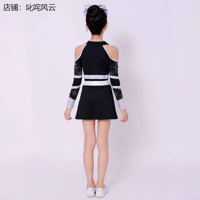 儿童啦啦操黑色比赛服拉
