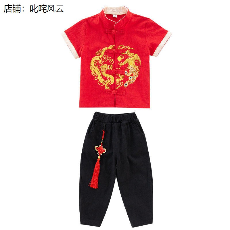 儿童汉服棉麻短袖中国风