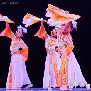 六一儿童俏红狐演出服古典舞飘逸小狐仙扇子舞女童灵狐献瑞舞蹈服