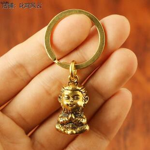 猴子挂件助运气手机小饰品铜猴实心纯铜元宝钥匙扣黄铜十二生肖猴
