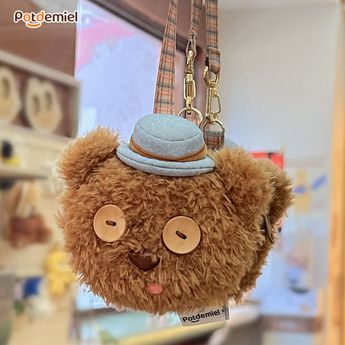 环球正版potdemiel蜂蜜罐小黄人tim熊毛绒公仔玩偶娃包挂零钱耳机
